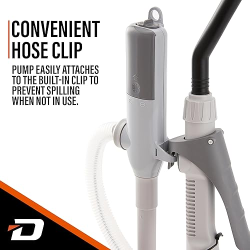 Miniatura 4 de Deway Bomba automática de transferencia de combustible con boquilla para control y parada rápidos de flujo, funciona con pilas AA, manguera extra