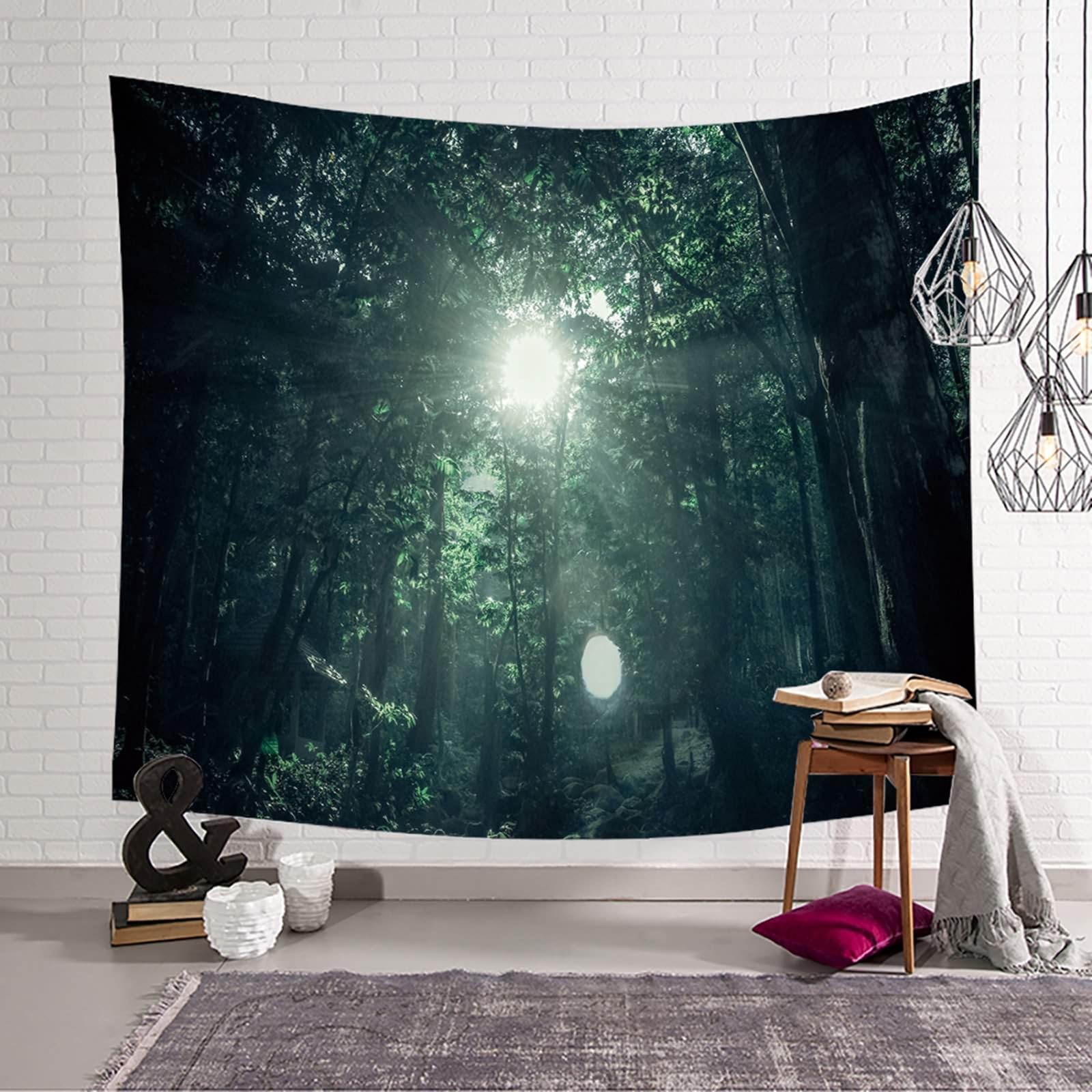Tappeto Parete Camera da Letto, Albero e Sole Coperta per Camera da Letto Soggiorno Dormitorio Decorazione da Parete, 300x256cm