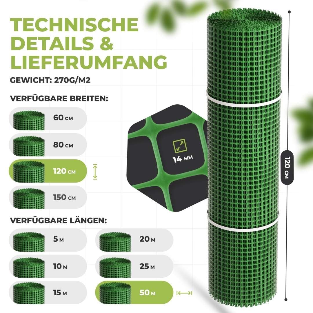 Florade® Premium Maulwurfgitter | Grün | 330g/m² | Effektiver Schutz für den Garten | Robust, langlebig, leicht anzuwenden | Maulwurfshügel verhindern