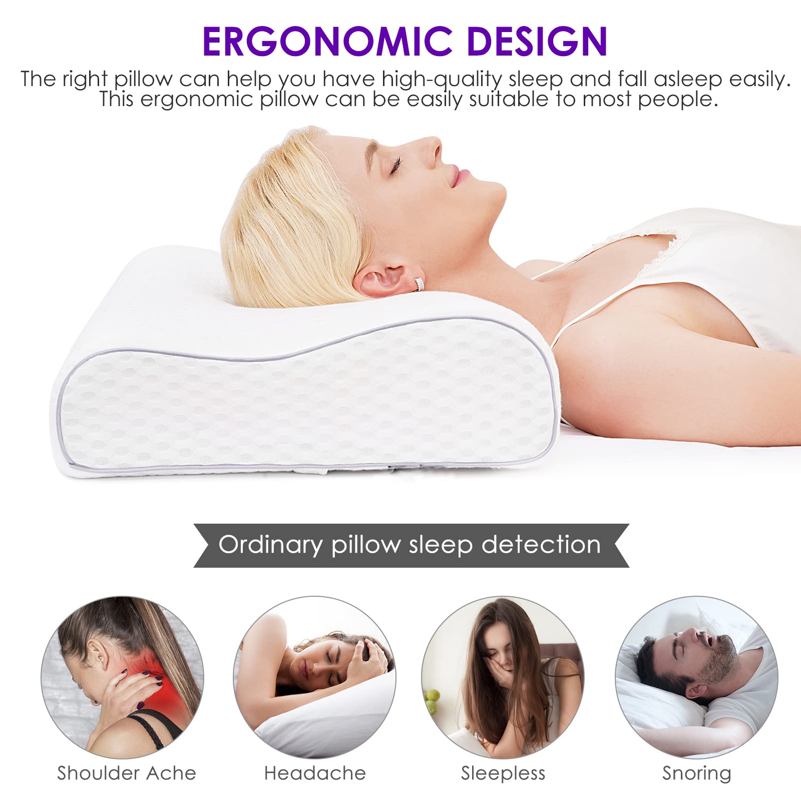 BDTFO Memory Foam Pillow | Orthopedic Support For Neck Shoulder Pain | Ergonomic Cervical Contour Anti Snore Pillows Front Back Side Sleepers - Image 3