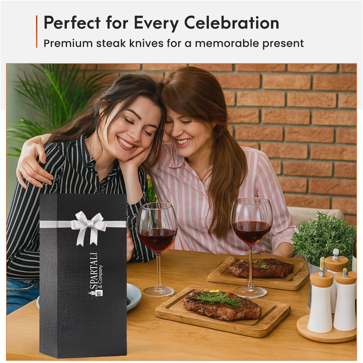 Spartali & Company Premium 4.5-Inch Steak Knife Set of 4 – Serrated Stainless Steel Blades with Ergonomic Handles – Razor-Sharp Cutlery for Effortless Meat Slicing – Dishwasher Safe, Rust-Resistant.