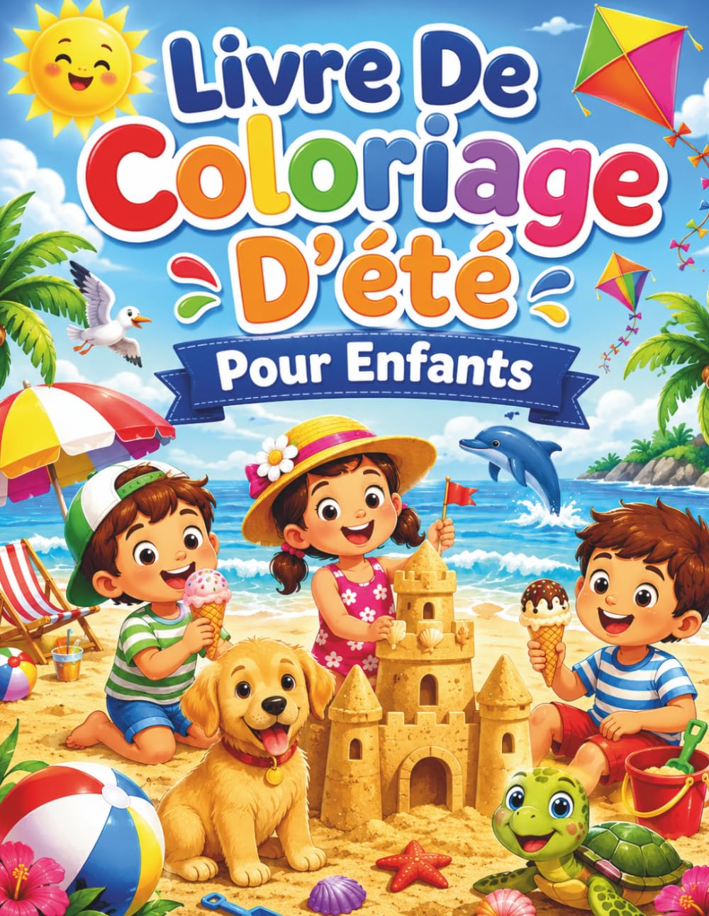 Livre De Coloriage D'été Pour Enfants: 50 Pages de Coloriage Amusantes avec Plage, Animaux, Glaces, Océan, Soleil, Vacances et Activités d’Été pour Garçons et Filles