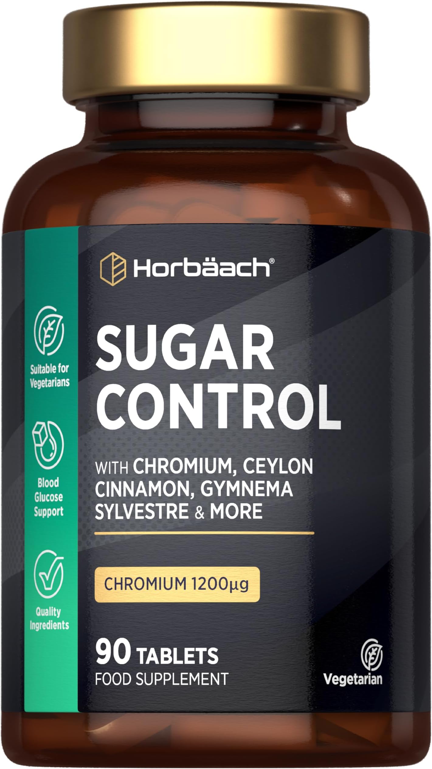 Blood Sugar Support Supplement | 90 Tablets | with Chromium, Ceylon Cinnamon Extract & Gymnema Extract | Suitable for Vegetarians | by Horbaach