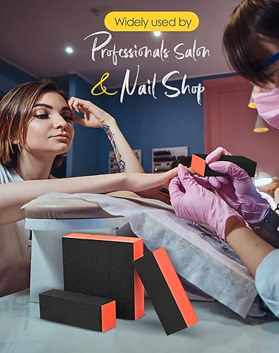 Miniatura 8 de Maryton Bloque de pulidor de uñas, grano mediofino 100180 pulidores de acabado para uñas acrílicas, uñas de gel, kit profesional de 3 vías para