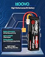 Vista 3 de HOOVO 4S Lipo - Batería 9200mAh 14.8V 100C con enchufe XT90, placas de metal, funda suave para RC Truck Truggy Buggy Tank RC Car Racing Hobby