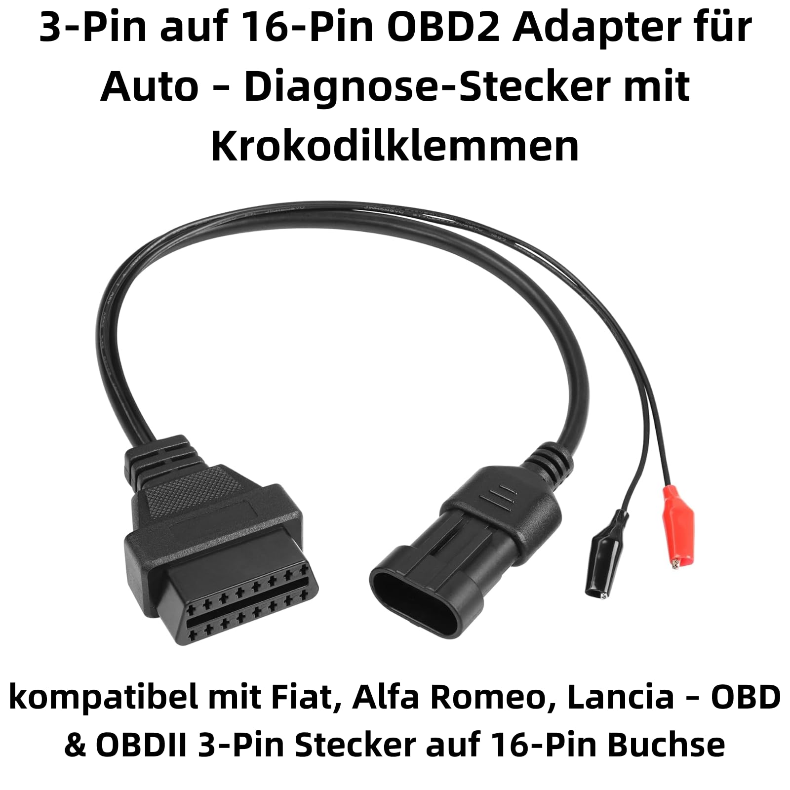 H86 Bolwins OBD2 cavo adattatore OBD2 3 pin su FIAT 16 pin, adattatore 3 pin a 16 pin OBD2 adattatore maschio cavo diagnostico interfaccia femmina