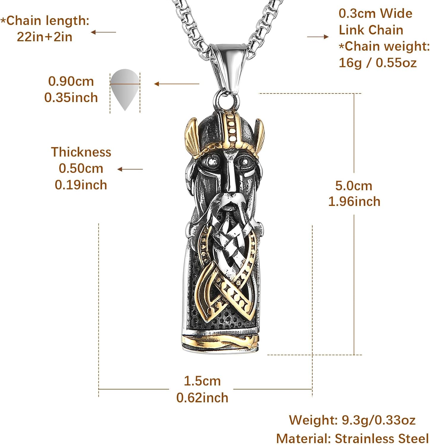 HZMAN Nordic Viking Odin Necklace for Men Retro Stainless Steel Portrait of Odin Pendant Necklace Jewelry Gift - Image 6