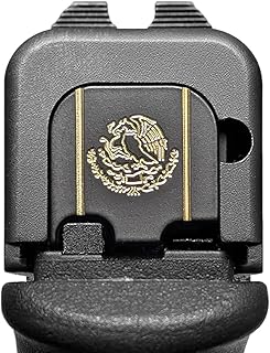 Milspin Slide Back Plate compatible with Glock Gen 1-5 I Mexico Flag I Black on Brass I Made in USA I CNC Milled (Models G43 G43x G48) - Milspin