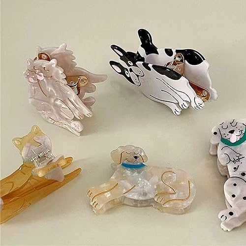Miniatura 3 de Achstrify Cocker Spaniel - Pinzas para el pelo de perro con forma de animal, accesorios lindos y pequeños de acetato para mujeres y niñas, regalo de
