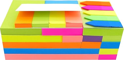 Miniatura 4 de Paquete económico de notas adhesivas, colores neón surtidos de los tamaños más utilizados en una caja de PP, notas autoadhesivas, 18 blocs por caja,