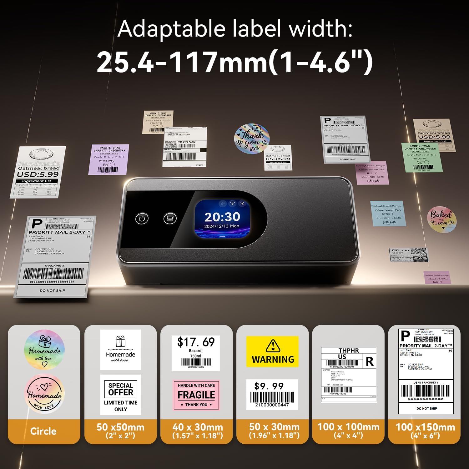 Phomemo PM64Air AirPrint Thermal Label Printer with Touch Screen, Wireless Wi-Fi Shipping Label Printer for Small Business, Thermal Printer Compatible with iOS, Android, Windows, Mac, Amazon, Shopify