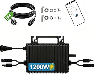 Mikro Wechselrichter 1200w-2MPPT，Wechselrichter für balkonkraftwerk mit WLAN,IP67 wasserdicht，mit 5m AC Kabel für Solar Inverter,App Steuerung,Plug Play
