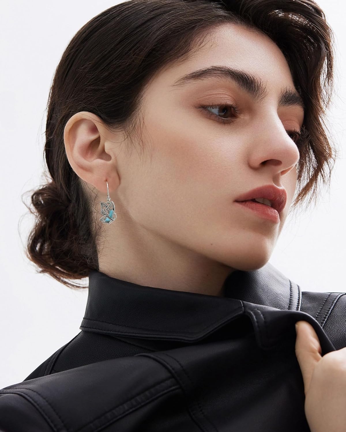 925-Sterling-Silver Oxidation Turquoise Butterfly Earring - A Vintage Butterfly Jewelry Gift for Wife, Christmas Gift for Sisters and Friends, Butterfly Earrings for Her