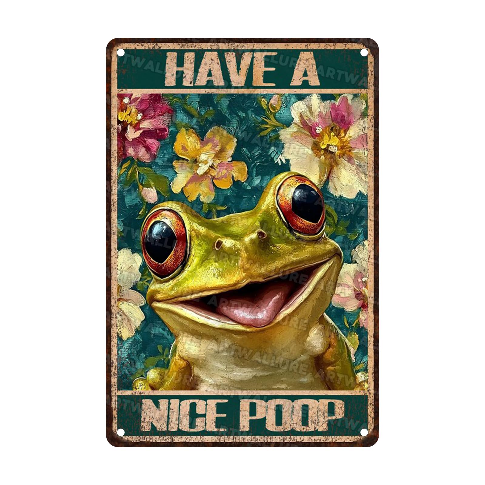 Anceky Have A Nice Poop Frog Metal Sign Retro Tin Sign Wall Decor for Yard Garage Garden Home Farmhouse 12×16 Inch