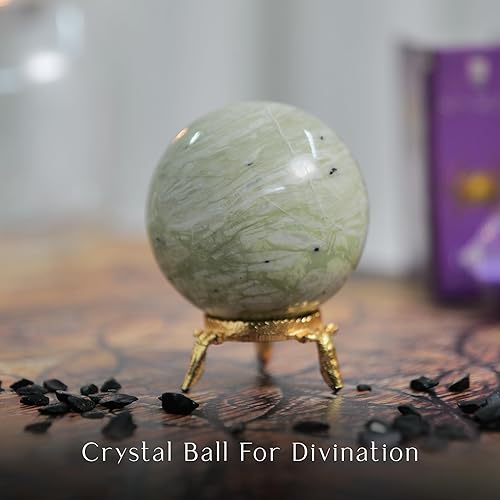 Miniatura 6 de SUBSH Cristal de obsidiana negra, bola de cristal con soporte, piedra curativa de esfera de cristal, bola de cristal de Halloween, bolas de