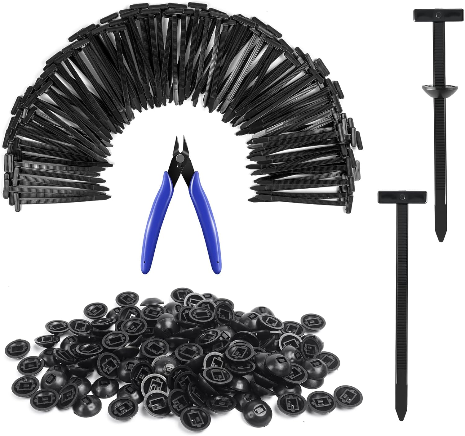 151 Pcs Nylon Universal Cable Tie Buckle with Mini Flush Cutter - Heavy Duty UV Resistant Zip Ties for Car Bumper Retainer, Engine Cover, Fender Liner Clips & Wire Management - Black 9.5cm