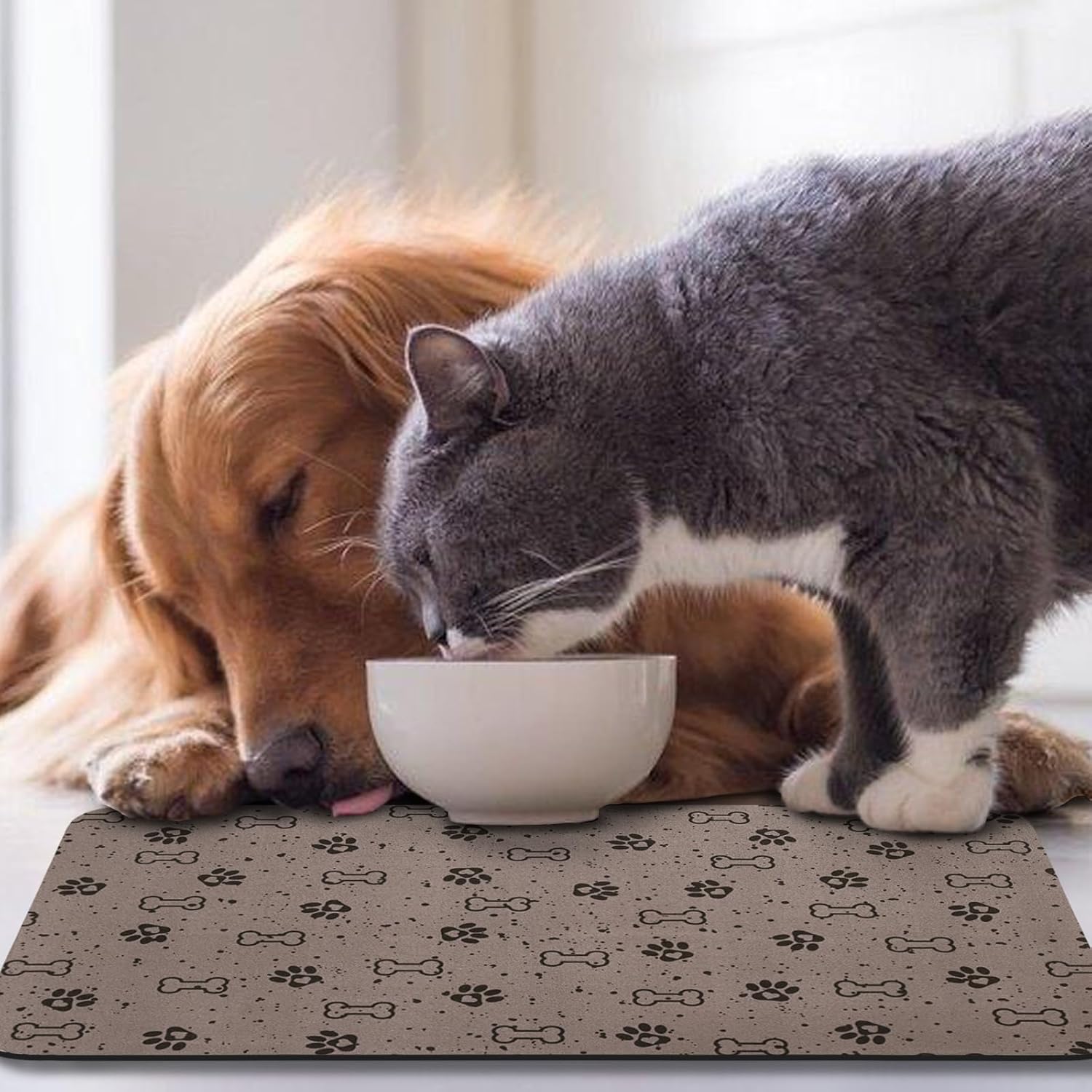 Dog Food Mats,Cat Absorbent Water Bowl Feeding Mats Pet Placemats for Food and Water Spot 24 * 32 inch