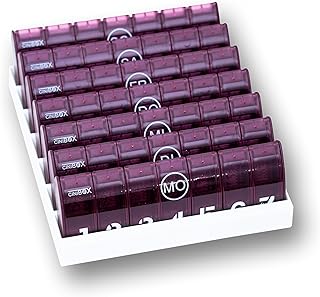 CINIBOX® Medikamentendispenser Bordeaux – Smarte Tablettenbox 7 Tage mit App-Anbindung – Planung & Kontrolle – Ideal für Senioren – Pillendose, Wochenbox, Medikamentenbox – Made in Germany
