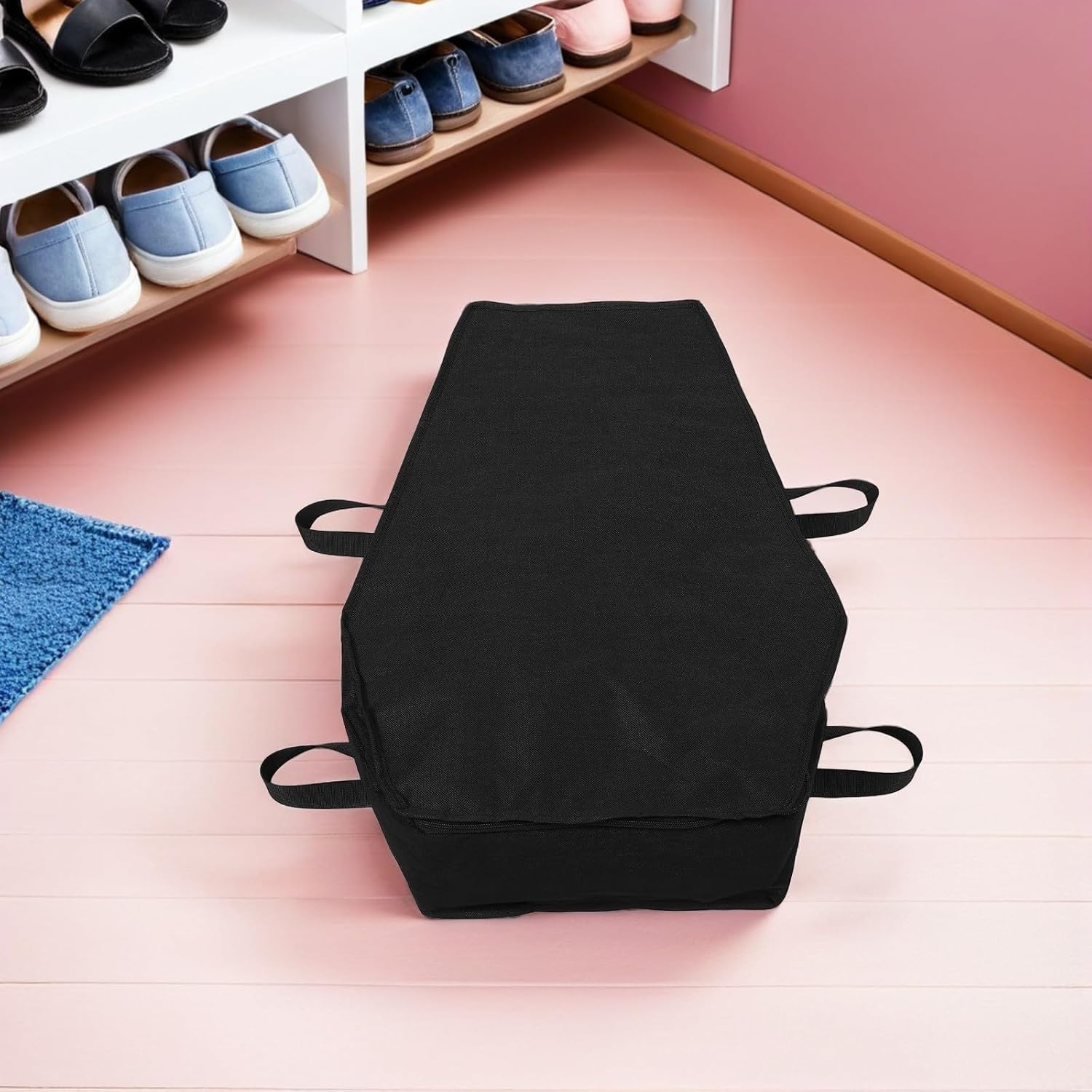 CHILDWEET Pet Burial Bag for Cats and Dogs Black Non-Woven Fabric Coffin Shaped Body Bag with Tear-Resistant Material and Adaptable Burial Solutions for Cremation