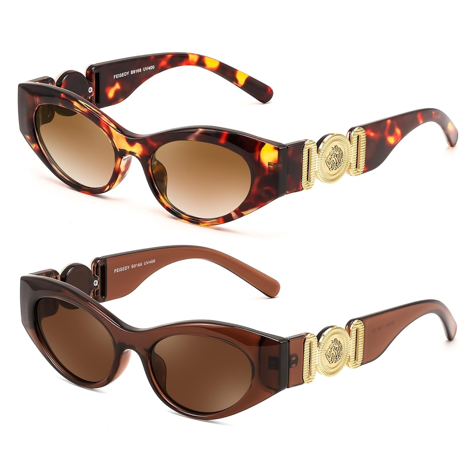 FEISEDY Women Small Sunglasses Cat Eye Frame 90s Vintage Men Glasses Y2k Narrow Thick Style Shades B9168