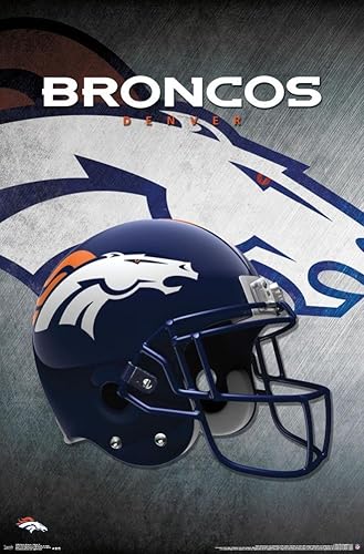 Trends International NFL Denver Broncos - Póster de pared con casco 16, 22.375 x 34 pulgadas, versión sin marco