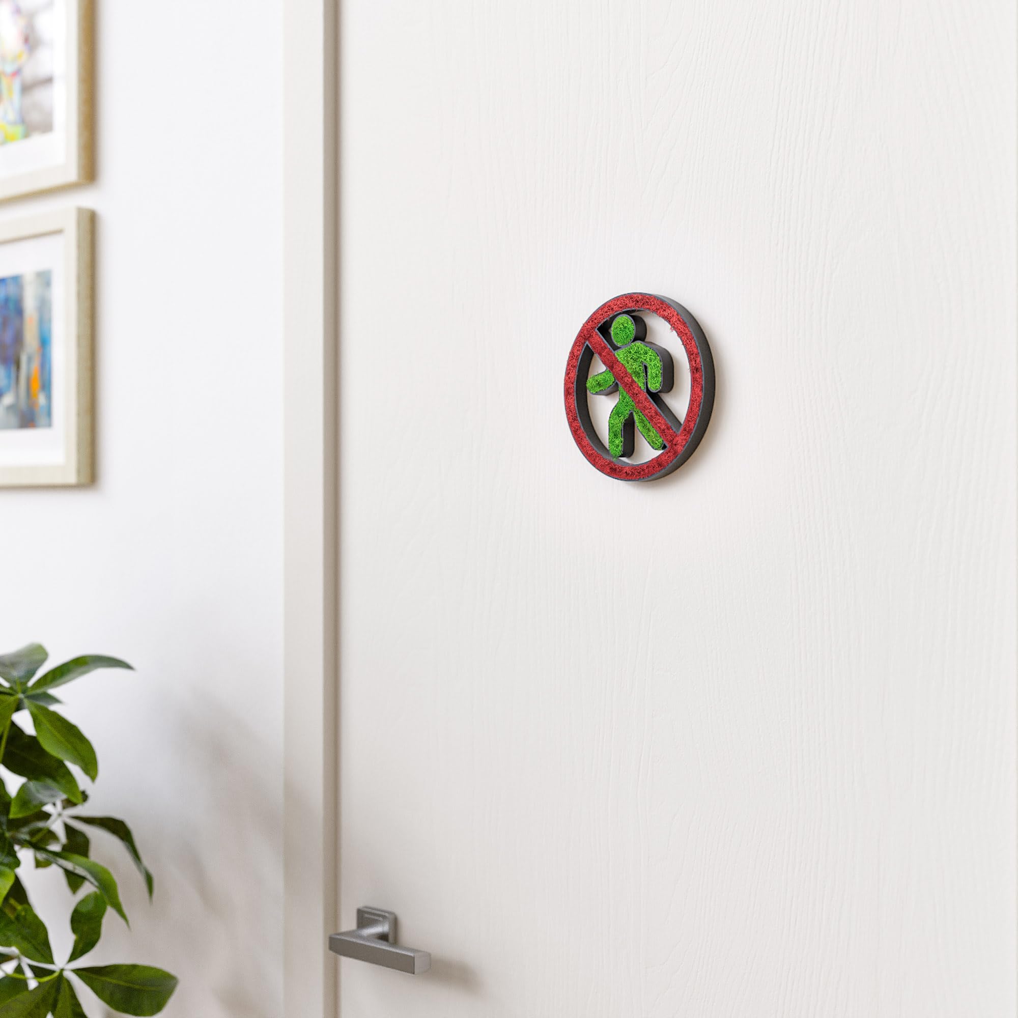 Natürliches Moos Türschild Selbstklebend Praxis Schild | Moosbild Deko für Privat Schwarz | Nachhaltige Wanddeko für Innen