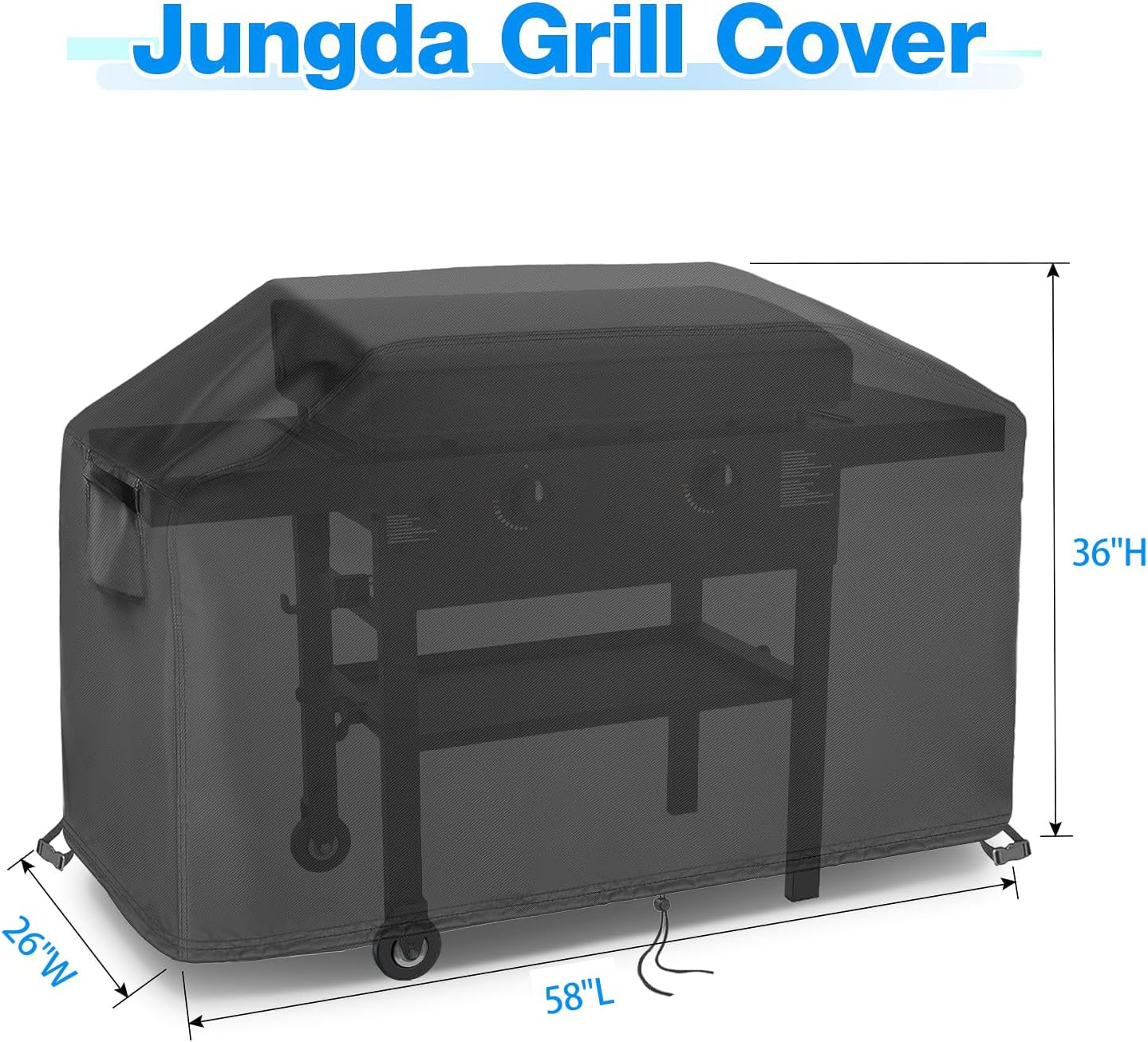 Heavy Duty Grill Cover for Blackstone 2080 1962, Waterproof Fade Resistant Cover for Blackstone 28 Inch Griddles with Hood and Side Shelves - 58L x 26W x 36H Inch