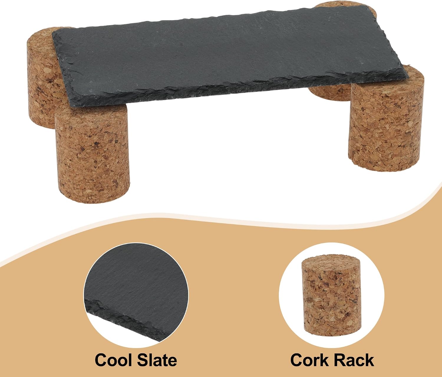 Reptiles Slate Rocks, Basking Surface Reptile Basking Platform, Enhances Climbing Activity, Black Gray, 1 Set