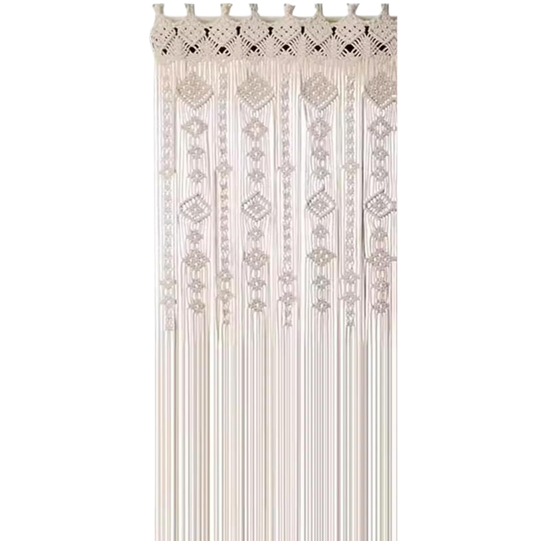 Yvocuyn Macrame Curtains, Hand Woven Hanging Wall Tapestry, Boho Cotton Macrame Wall Hanging for Wedding Window Door Decor 37.4x78.7