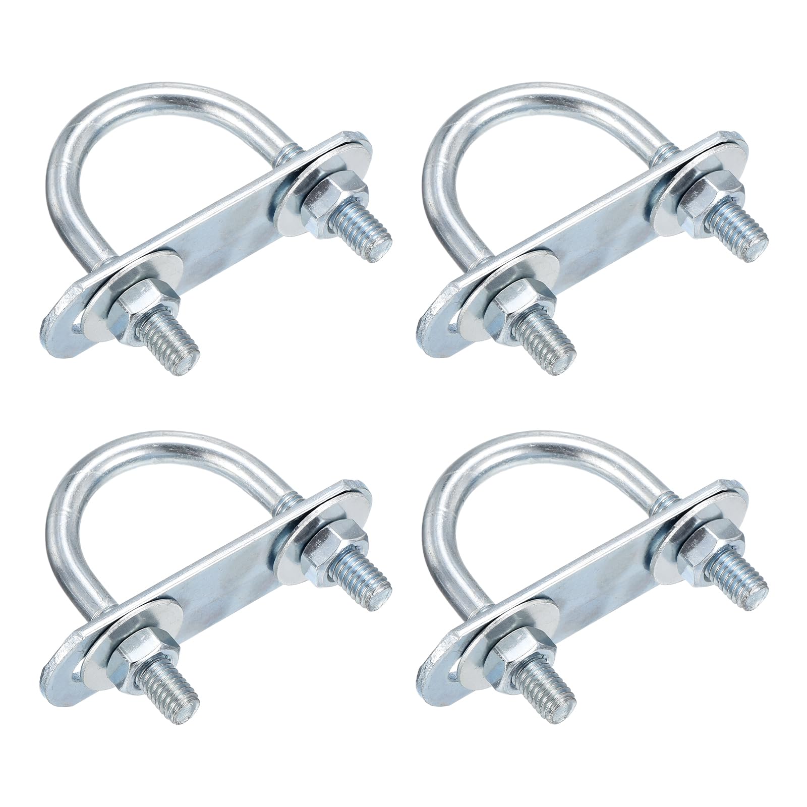 DTGN M6x27x47mm U Bolts Round Kit, 4Set, Carbon Steel U-Bolt Kit with Nuts, Washers, Frame Plate, Good for Pipe Trailer