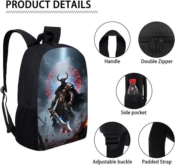3PCS Kids Backpack, Boys School Bag with Lunch Box and Pencil Case, 17 Water Resistant Bookbag for Teenagers Elementary Middle, Lightweight Large Capacity and Easy to Clean