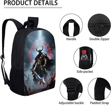 3PCS Kids Backpack, Boys School Bag with Lunch Box and Pencil Case, 17 Water Resistant Bookbag for Teenagers Elementary Middle, Lightweight Large Capacity and Easy to Clean