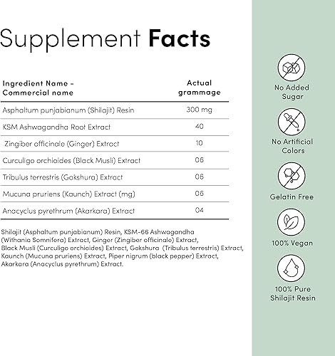 Miniatura 9 de Man Matters Gomitas puras de Shilajit del Himalaya Gold I Probadas en laboratorio, sin azúcar añadido, Ashwagandha, Gokshura, ácido fúlvico y más de