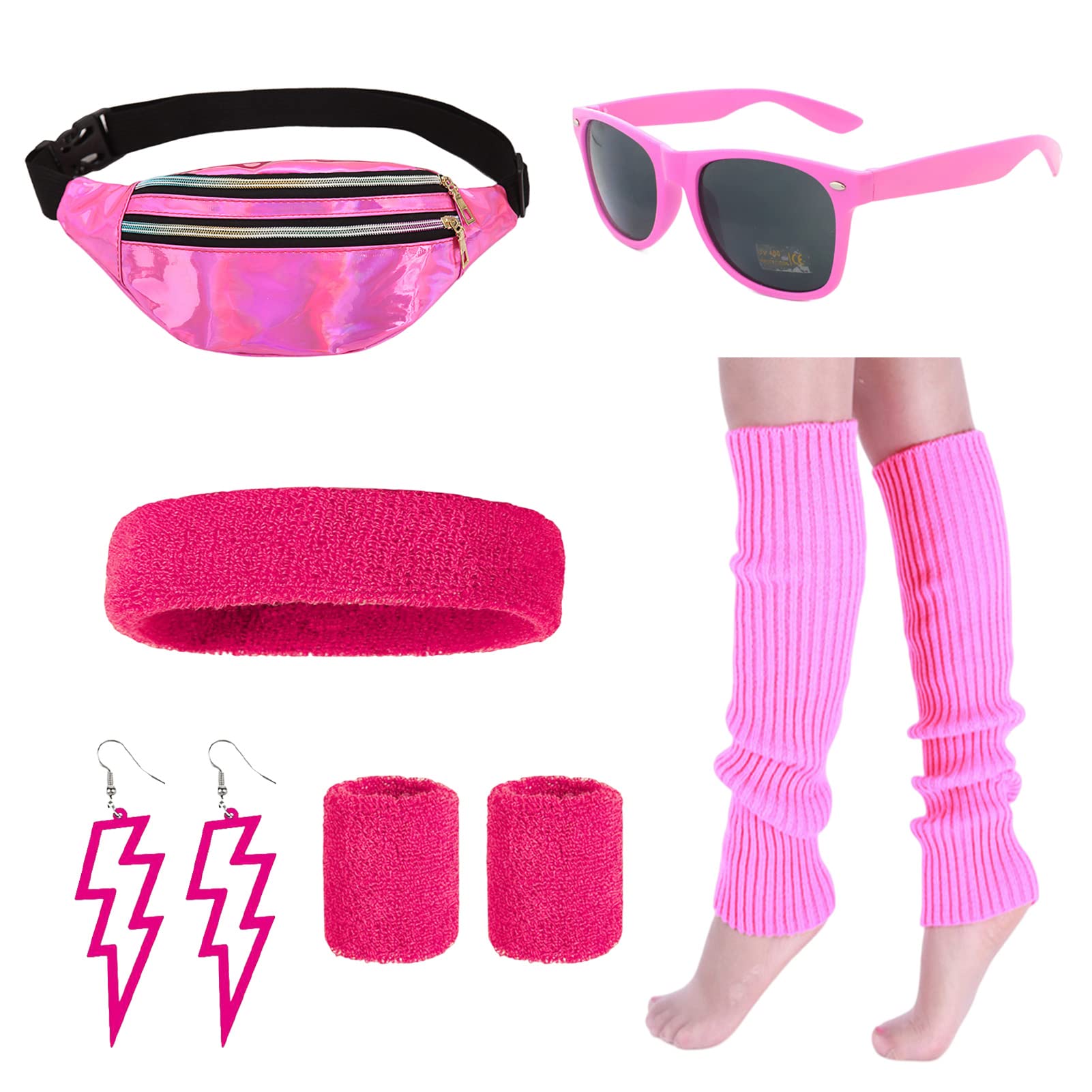 Metaparty 80s Outfit Accessories for Women,Pink Leg Warmers,Barbie Costume,Neon Leg Warmers,Leg Warmers for Women 80s.