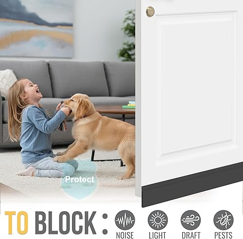 Miniatura 4 de Tope de puerta para grandes huecos, 3 pulgadas de ancho x 39 pulgadas de largo, sello ajustable ampliado debajo de la puerta para puertas exteriores