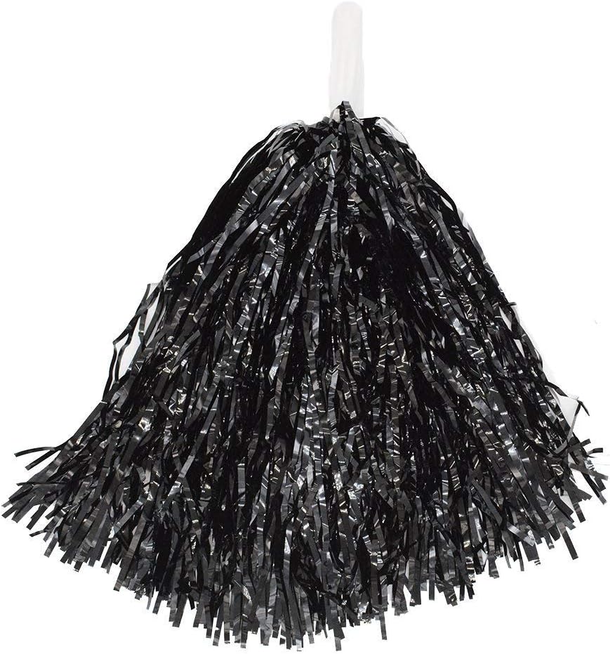 HOSTK 24PCS Cheerleading Poms Squad Spirited Fun Cheering Metallic Foil Plastic Pom with Baton Handle for Dance Party Football Club Decoration