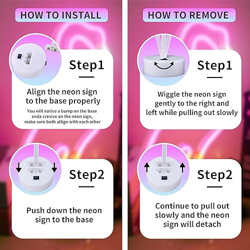 Miniatura 7 de YSMNDE Letrero de neón de flamenco, letrero de luz LED rosa para decoración de habitación de niñas, luces nocturnas de funcionamiento USBbatería,