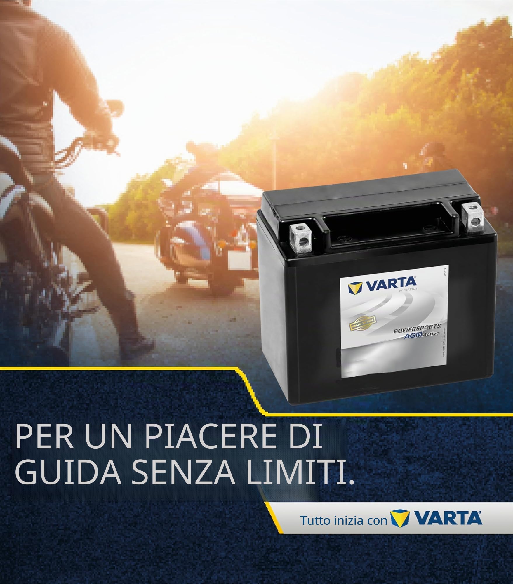 VARTA Batteria per moto 3 Ah 50 A Powersports Active AGM nera