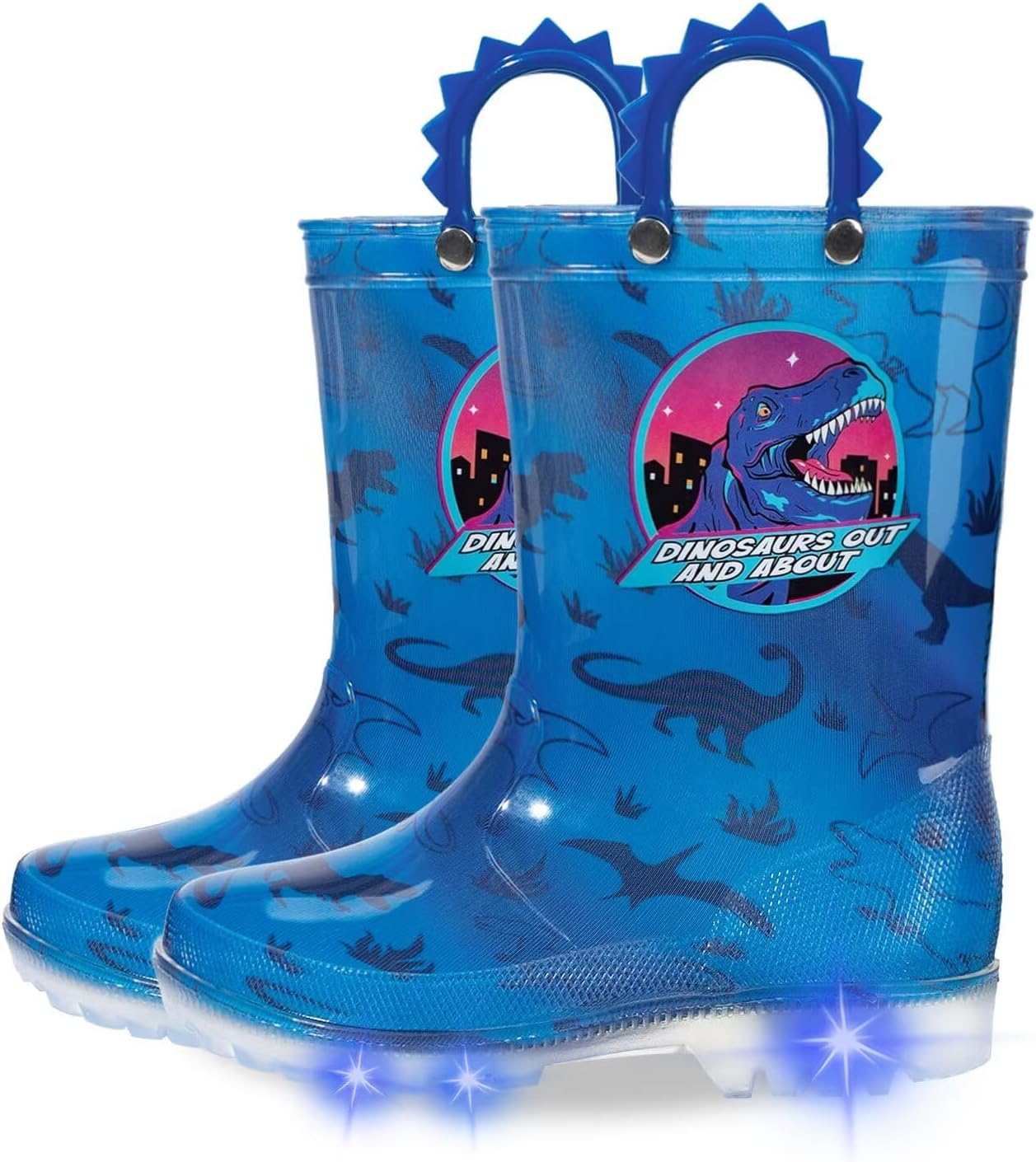 Kids Boys Rain Boots - Light Up Waterproof Features