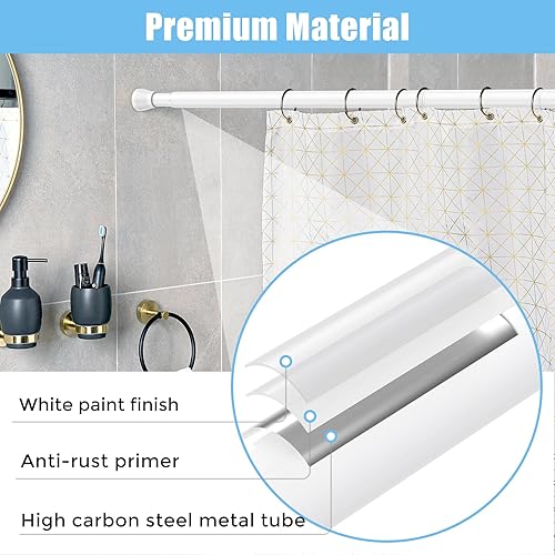 Miniatura 4 de AIZESI Barra de cortina de ducha de 30 a 64 pulgadas, ajustable, sin perforaciones, nunca se oxida y antideslizante, barra de cortina de tensión