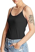 Hanes Women's Stretch Cotton Cami with Built-in Shelf Bra & Adjustable Straps - Soft Comfortable Camisole