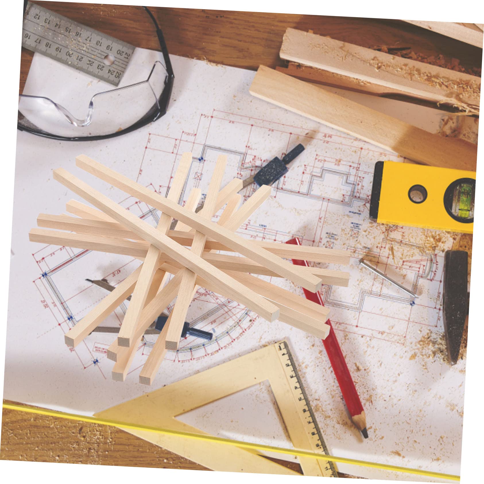 30stücke Holzstäbchen Quadratisch Dübel aus Holz Dübelstangen für Bastelarbeiten Unbehandelt Naturholz zum Modellbau und Dekoration