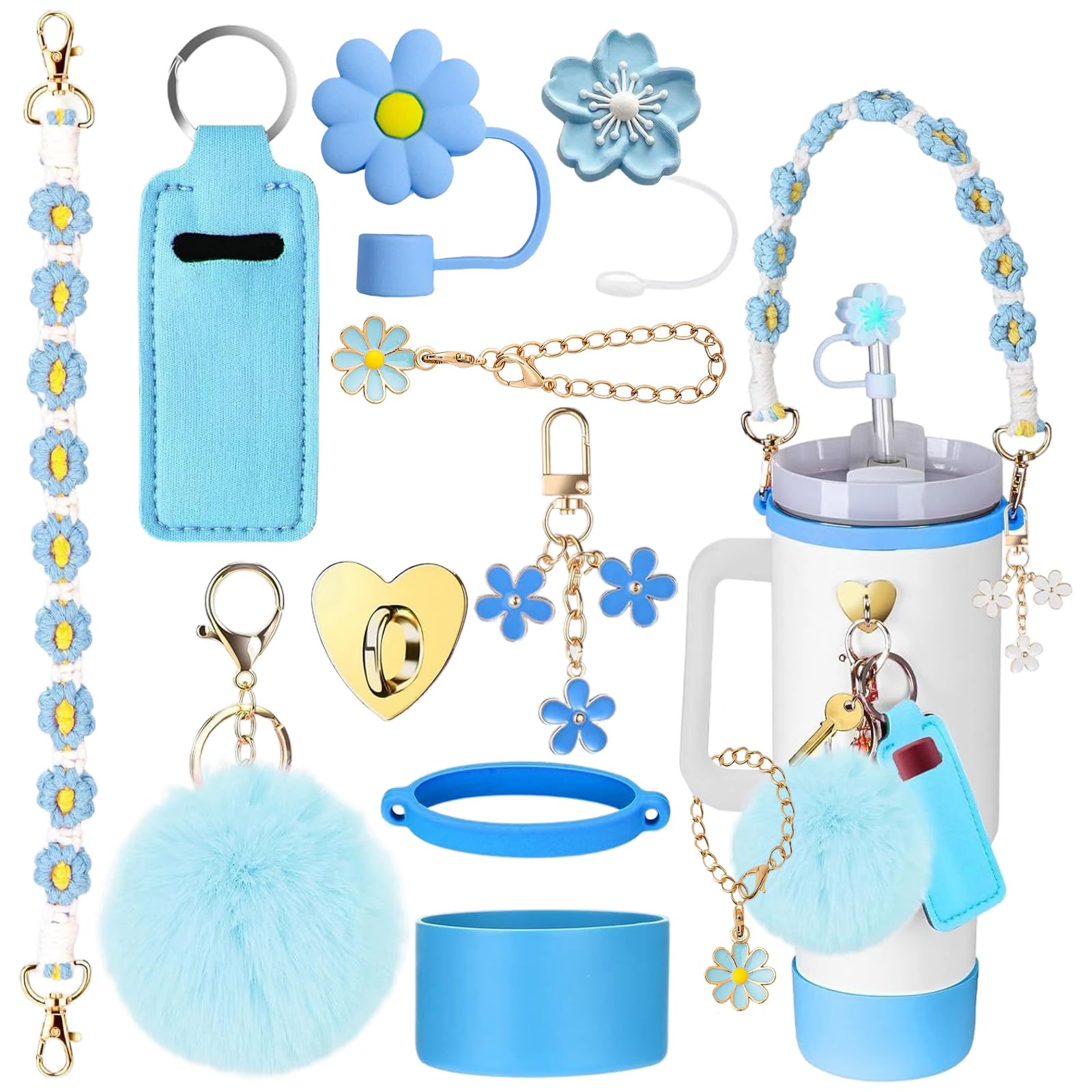 Set Di 10 Accessori Per Stanley Cup Viola – Cinturino, Stivaletto In Silicone, Copricannuccia E Ciondoli Per Tazze 30 E 40 Oz