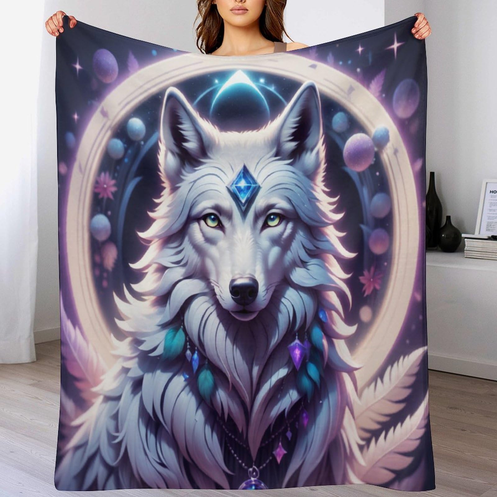 Couverture polaire loup pour canapé et soirées cocooning au salon