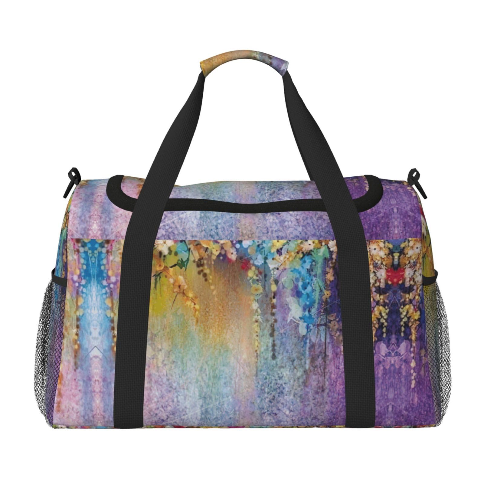 Borsa da viaggio con arbusti floreali, borsa da weekend, borsa da viaggio, borsa da viaggio, borsa a mano per allenamento, sport, ospedale