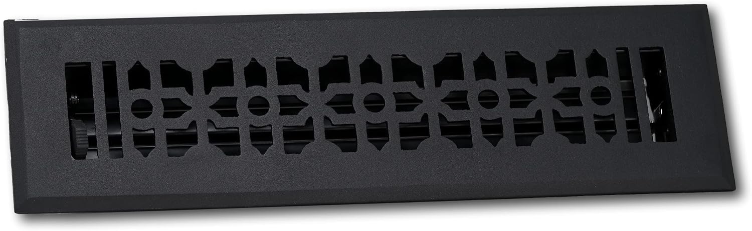 Madelyn Carter Contemporary Cathedral Style Vent Cover, Solid Cast Aluminum Interior, Controls Air Flow, 4 x 10 inches (Overall Face: 5.25 x 11.5 inches), Matte Black