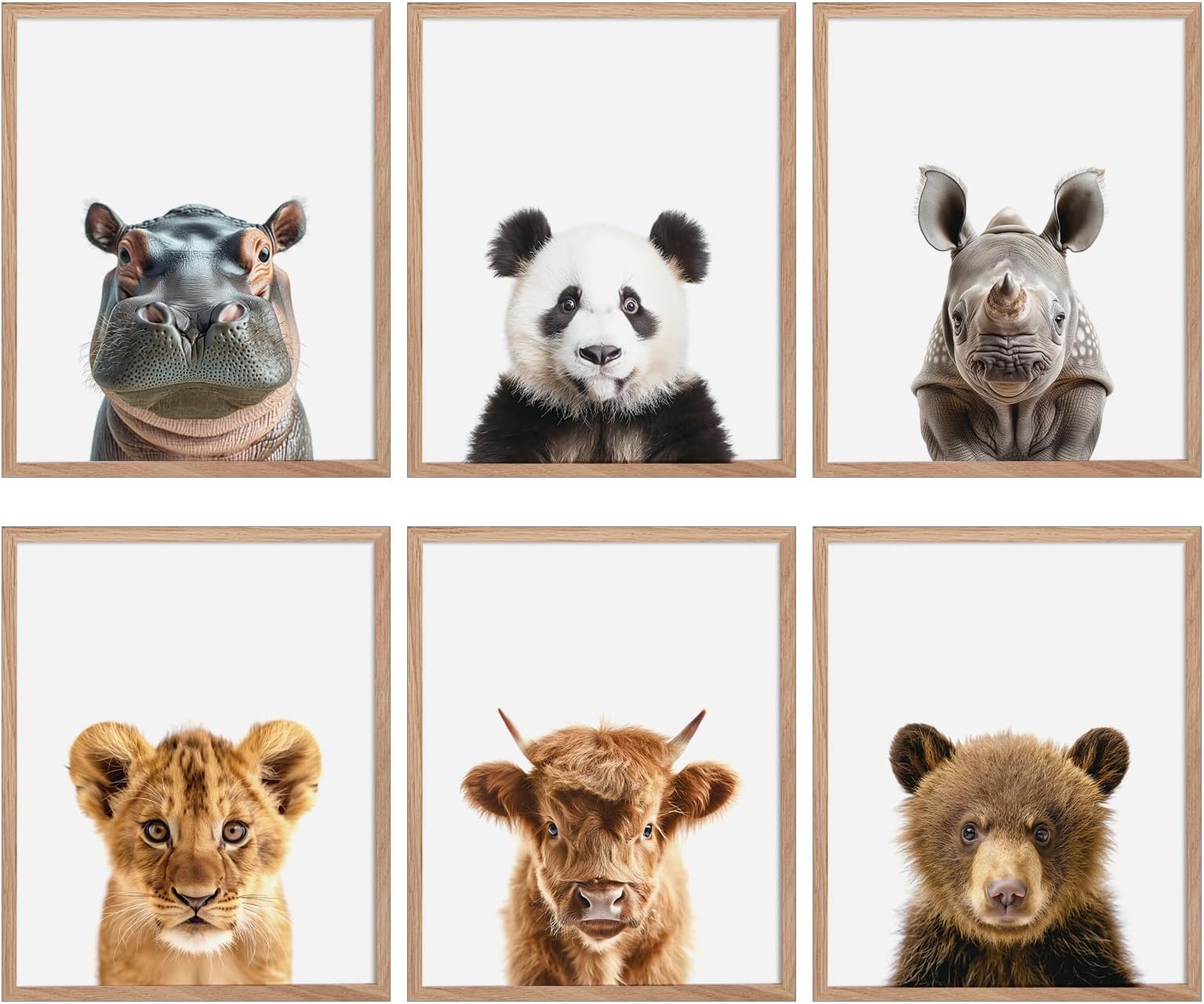 Animal pictures wall art,Boys & girls bedroom decor,Kindergarten & Nursery,Infants and Toddlers,Early Childhood Education Room, nursery pictures wall decor,set of 6,8x10 unframed