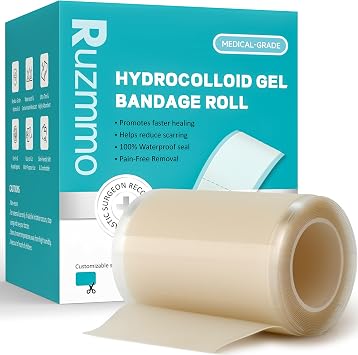 Hydrocolloid Roll for Wound Care - Medical Grade Hydrocolloid Bandages with Flexible & Waterproof, Ultra-Thin, Self-Adhesive, DIY Shape & Size Home First Aid Kit Essential 2in*5ftSheet