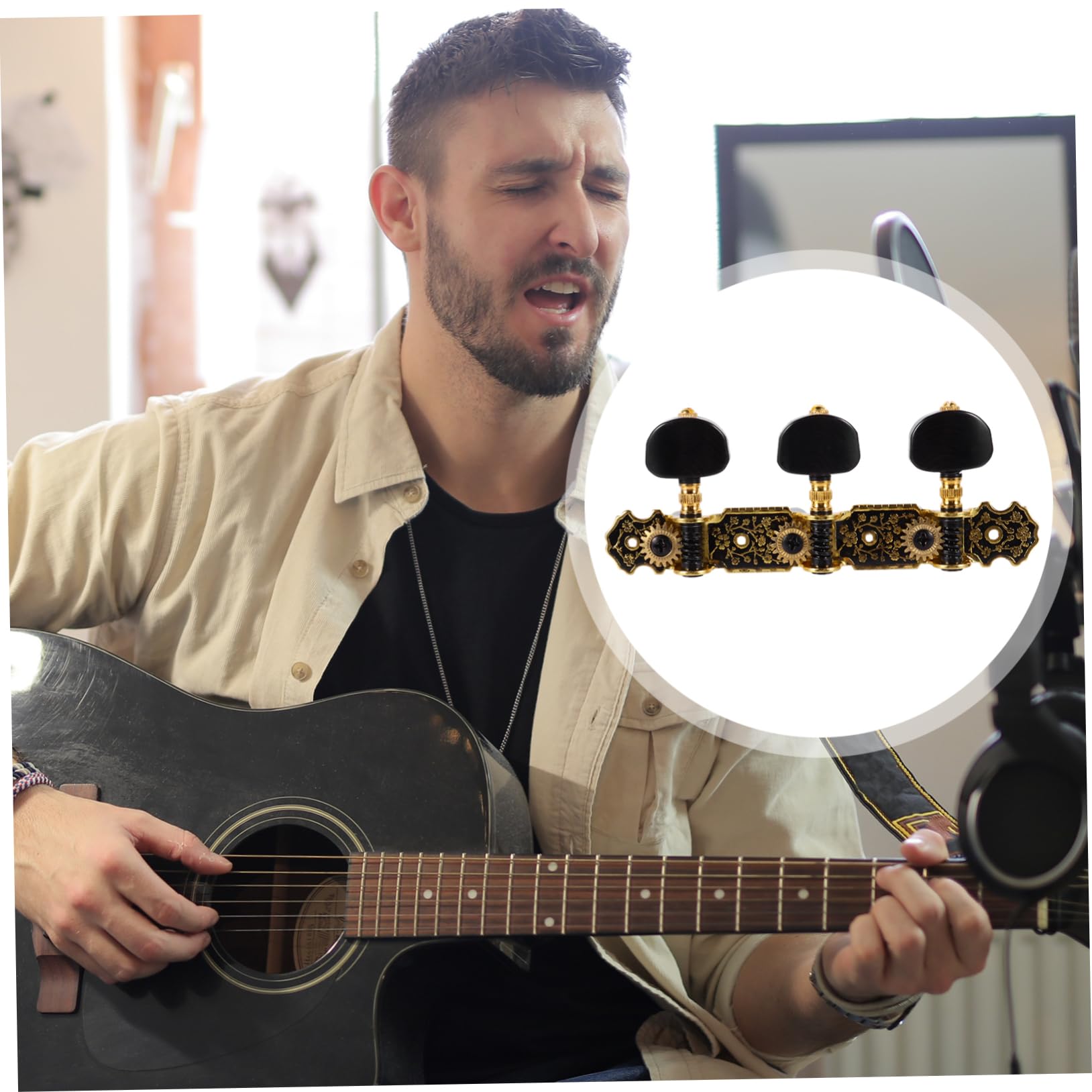 TOYANDONA 2 Paar Stimmwirbel Für Gitarrenmaschinen Klassische Gitarren-stimmgeräte Mit 8 Schrauben Einfach Zu Installierende Stimmschlüssel