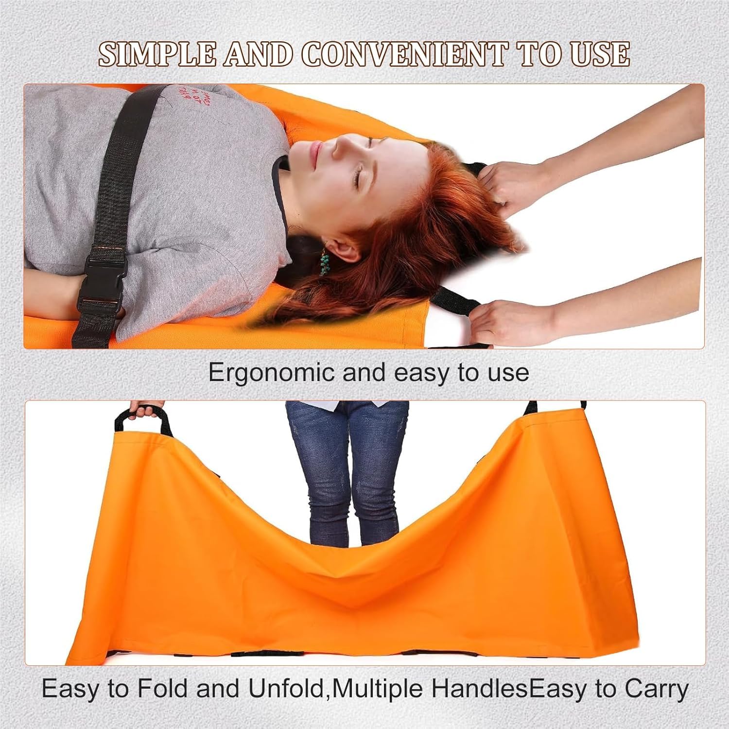 Stretcher souple et portable avec 12 poignées en caoutchouc et sac de transport – Étendue médicale pliable – Déménageur d'animaux patients pour évacuation d'urgence et de victimes – Capacité de 181,4